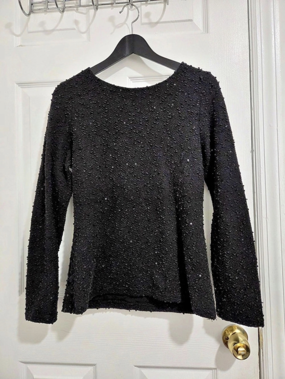 Jennifer Lopez Black Textured Long Sleeve Blouse  Size L